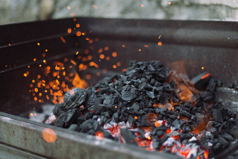 Close-Up Of Charcoal Burning In Barbecue Grill - EYF03754