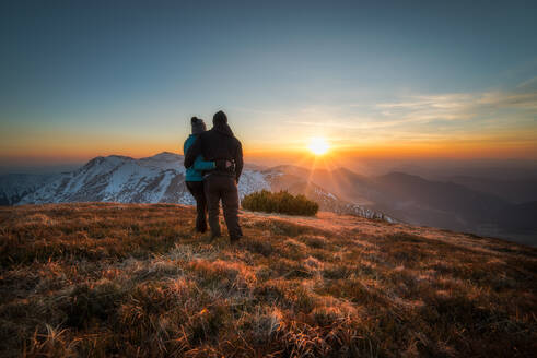 Couple Standing On Field During Sunset - EYF03982