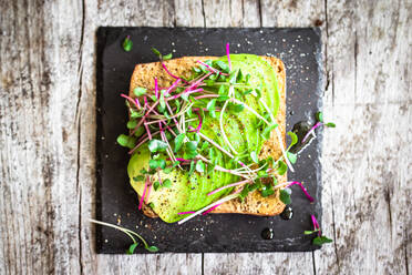 High Angle View Of Avocado Sandwich - EYF03984