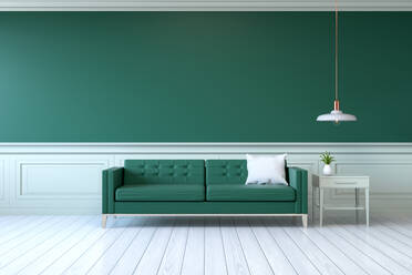 Green Sofa With Table By Wall At Home - EYF04007