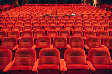 Empty Red Chairs In Auditorium - EYF04049