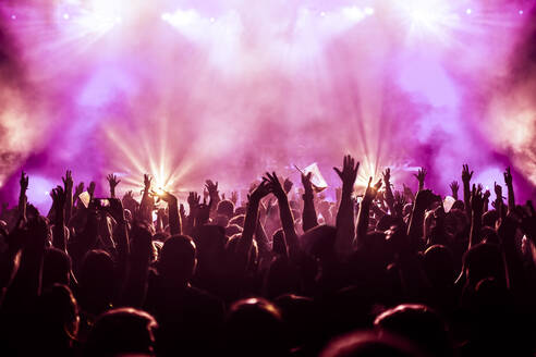 Rückansicht der Silhouette Crowd genießen während Musik-Konzert - EYF04132
