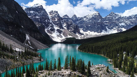 Scenic View Of Lake And Snowcapped Mountains Against Sky - EYF04177