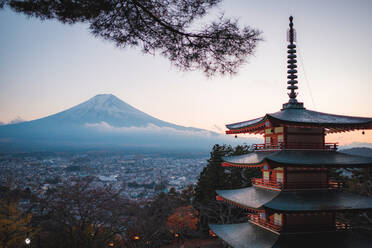Tempel gegen Mt. Fuji - EYF04643