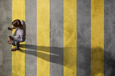 High Angle View Of A Man On Road - EYF04955