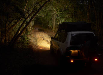 Geländewagen im nächtlichen Wald, Plettenberg Bay, Südafrika - VEGF01895