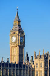 Der Uhrenturm von Big Ben (Elizabeth Tower) über dem Palace of Westminster, dem Parlamentsgebäude des Vereinigten Königreichs, London, England, Vereinigtes Königreich - CAVF79190