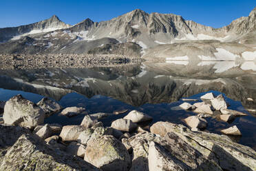 Snowmass and Capitol peaks from Pierre Lakes, Elk Mountains, Colorado - CAVF79346