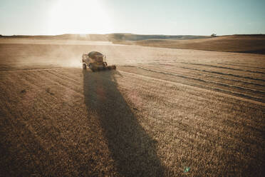 Dry fields at sunset from aerial view - CAVF79716