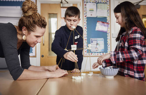 Two children during a science lesson - PWF00099