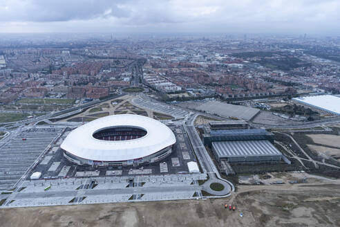 Spanien, Madrid, Luftaufnahme des Metropolitano-Stadions - DAMF00444