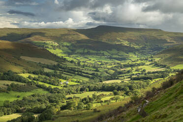 Beautiful rolling countryside beneath the Black Mountains, Brecon Beacons National Park, Powys, Wales, United Kingdom, Europe - RHPLF14664