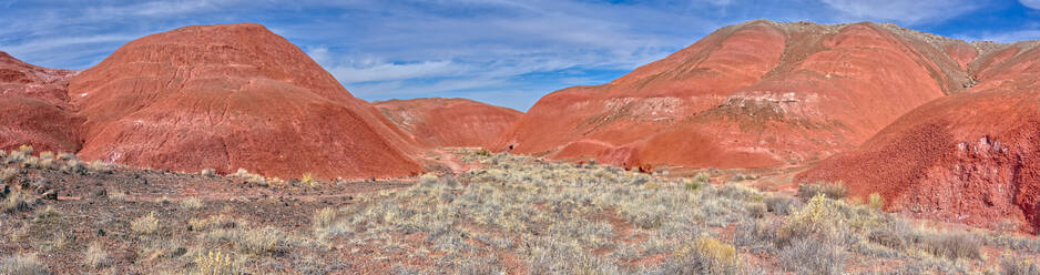 Erdhügel aus Bentonit, einem vulkanischen Ton, im Petrified Forest National Park, Arizona, Vereinigte Staaten von Amerika, Nordamerika - RHPLF14860