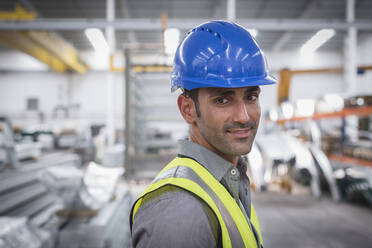 Portrait confident male worker in factory - CAIF27088