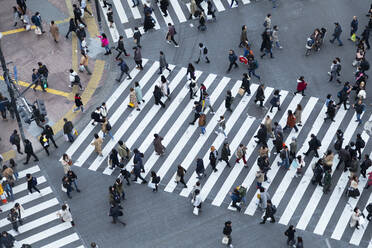 Menschen, die die Shibuya-Kreuzung überqueren, Shibuya, Tokio, Honshu, Japan, Asien - RHPLF14939