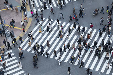 People crossing Shibuya Crossing, Shibuya, Tokyo, Honshu, Japan, Asia - RHPLF14939