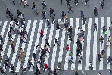 Menschen, die die Shibuya-Kreuzung überqueren, Shibuya, Tokio, Honshu, Japan, Asien - RHPLF14940