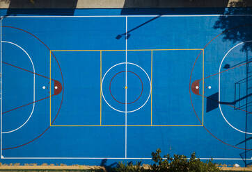 Aerial view by drone of Basketball Court, Cartagena, Bolivar Department, Colombia, South America - RHPLF14985