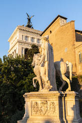 Equestrian statue at Campidoglio (Capitoline Hill) and Vittoriano or Altare della Patria, Rome, Lazio, Italy, Europe - RHPLF15046