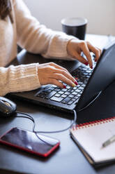 Frau mit Laptop am Tisch - WPEF02869