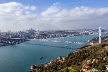 Aerial Fatih Sultan Mehmet Bridge, Istanbul, Turkey. - AAEF08334
