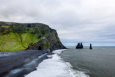 A view from the Black Beach, Reynisfjara, Vik, Iceland. - AAEF08338