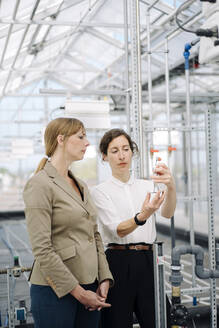Two businesswomen examining a model - JOSEF00719
