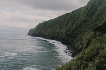 Steep coast on Sao Miguel Island, Azores, Portugal - AFVF06307