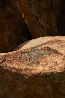 Hawaiianische Petroglyphen am Wegesrand in Lanai - CAVF81528