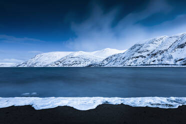 Frozen foam, Tanafjorden, Suoidnesuolu, Tana, Norway - WVF01566