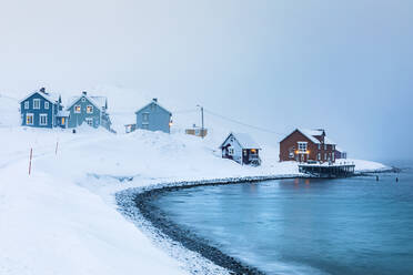 Fischersiedlung im Winter, Kongsfjord, Berlevag, Norwegen - WVF01587