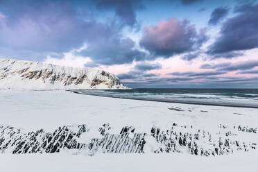 Beach in winter, Berlevag, Norway - WVF01594