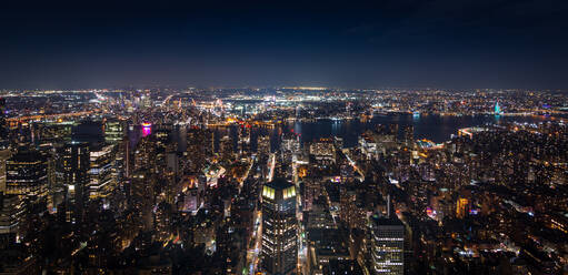 Panoramic aerial view of Manhattan New York at night - Image - CAVF82159