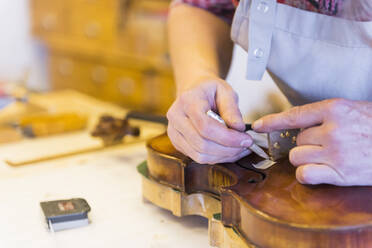 Female violin maker at work - DIGF11880