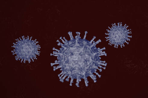 Three dimensional render of blue COVID-19 cells - FBF00425