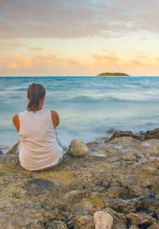 Long exposure shot of woman seated - CAVF83594