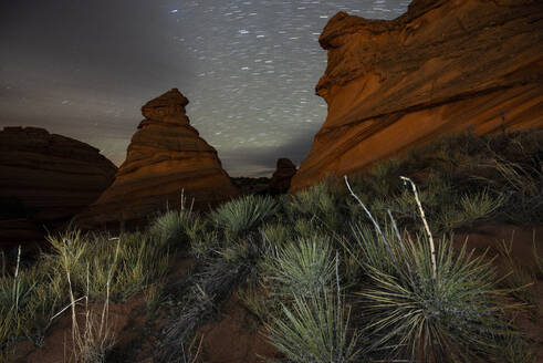 Red Sandstone Rock Formation in Remote Arizona Desert Under a St - CAVF83686