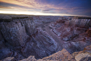 Epic Sunrise Aerial Panorama Above Massive Coal Mine Canyon on N - CAVF83708