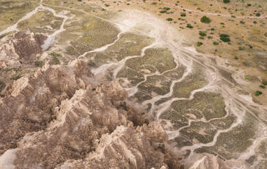 Catherdral Gorge Aerial with Swirling Erosion Lines - CAVF83725