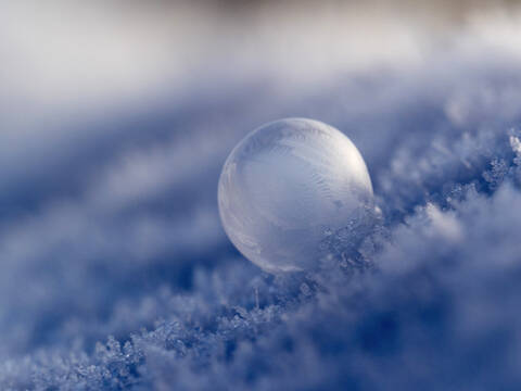 Frosted bubble in winter stock photo