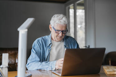 Älterer Mann benutzt Laptop zu Hause - AFVF06535
