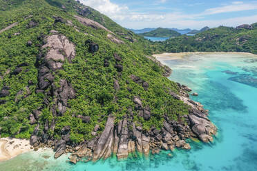 Aerial view of the Baie Ternay Marine National Park looking south toward Port Launay - AAEF08692