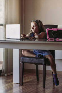 Girl using laptop at home - LJF01571