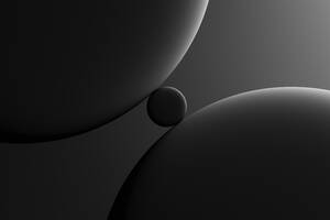 Glass spheres and dramatic lighting over dark grey background, 3D Illustration - DRBF00177