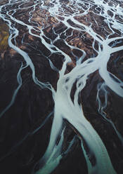 Aerial view of snow on a mountain in Southern Region, Iceland - AAEF08930