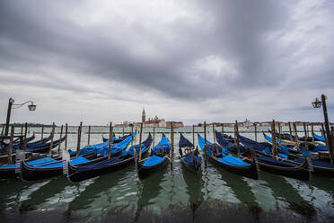 View of gondolas in the Venice Lagoon, Venice, Italy - CAVF84834