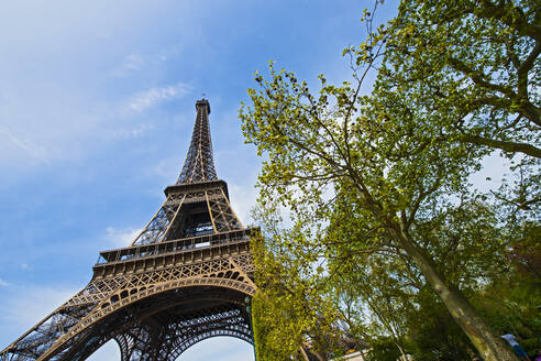 Niedriger Blickwinkel auf den Eiffelturm in Paris - CAVF84854