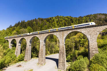 Deutschland, Baden-Württemberg, Zug über die Ravenna-Brücke - WDF06031