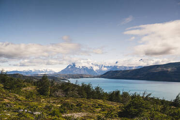 Chile, Clouds over lake in Torres Del Paine National Park - UUF20667