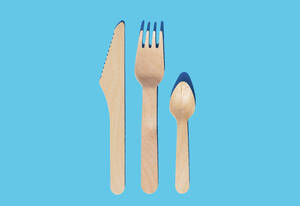 Wooden cutlery, fork, knife and spoon to take away organic and ecological zero waste - GEMF03849